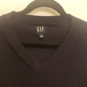 Vintage 90s Y2k GAP Mens V-Neck Navy Sweater 100% Cotton Sz XL